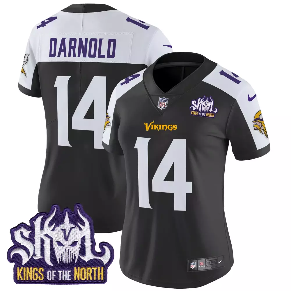 Sam Darnold 14 Minnesota Vikings Jersey Black Skol Kings Of The North Women Stitched