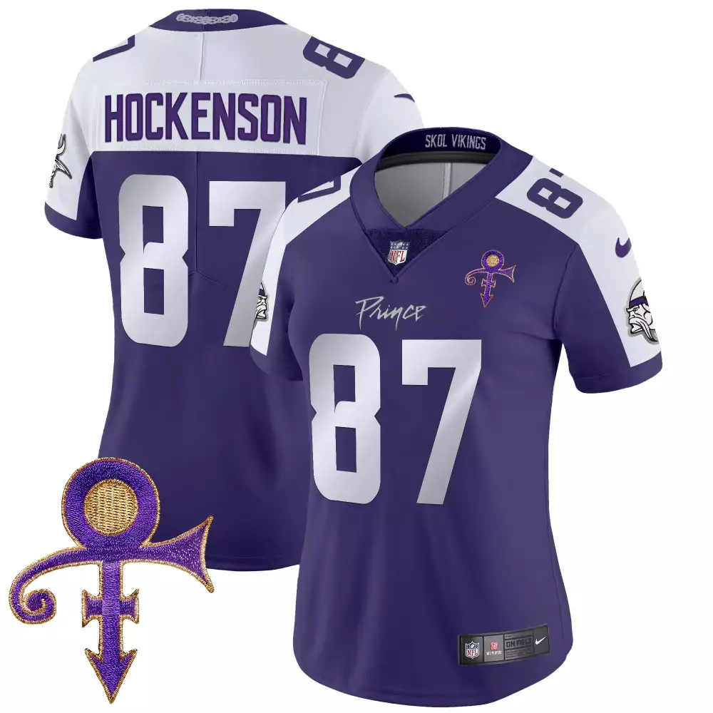 T.j. Hockenson 87 Jersey Purple Prince Minnesota Vikings Symbol Women Stitched Alternate
