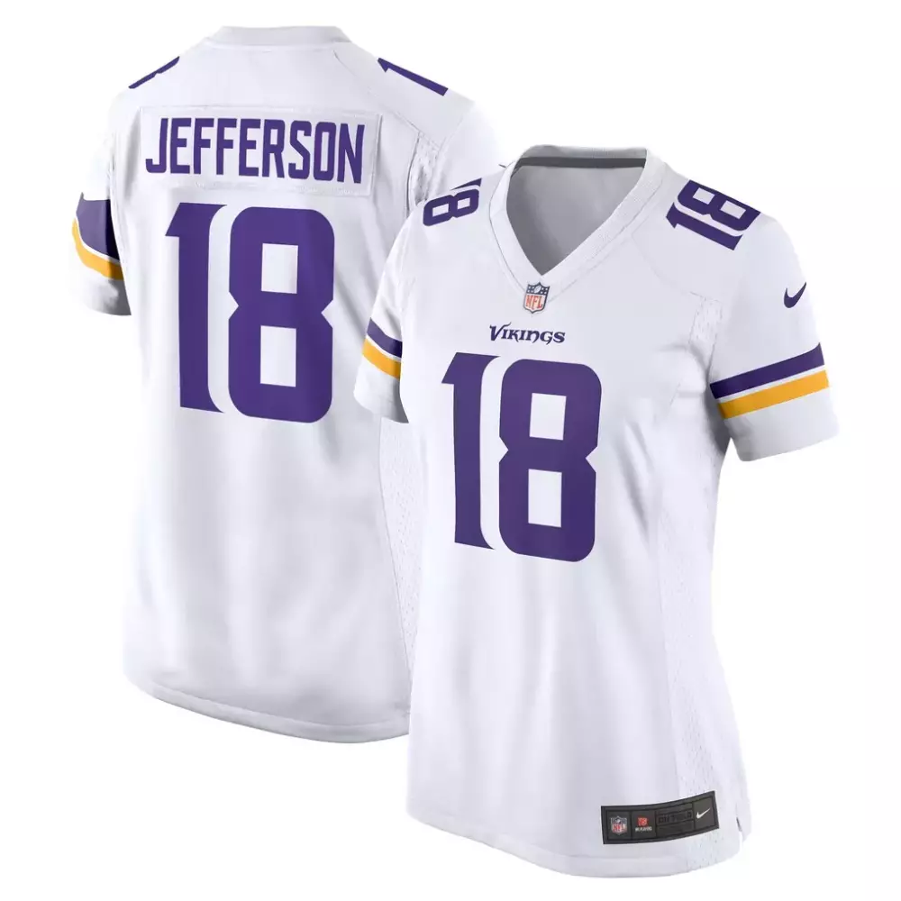 Justin Jefferson 18 Jersey White Minnesota Vikings Women Limited Alternate Purple