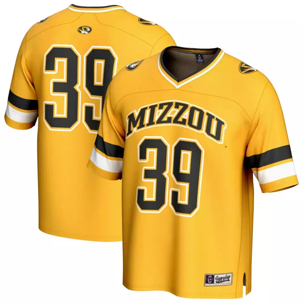 Custom Missouri Tigers 39 Jersey Gold Men Stitched Black White Gameday Fashion