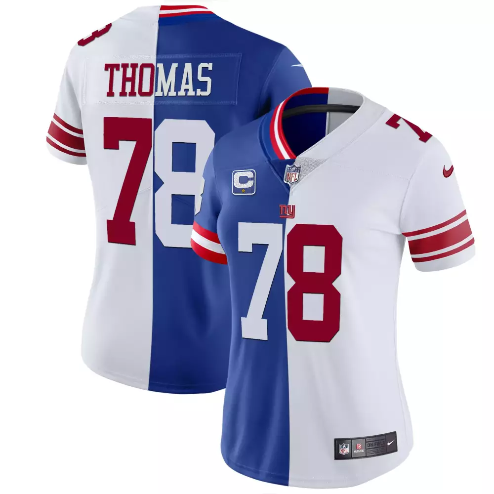 Andrew Thomas 78 New York Giants Jersey Blue Women Stitched Split Design White Red