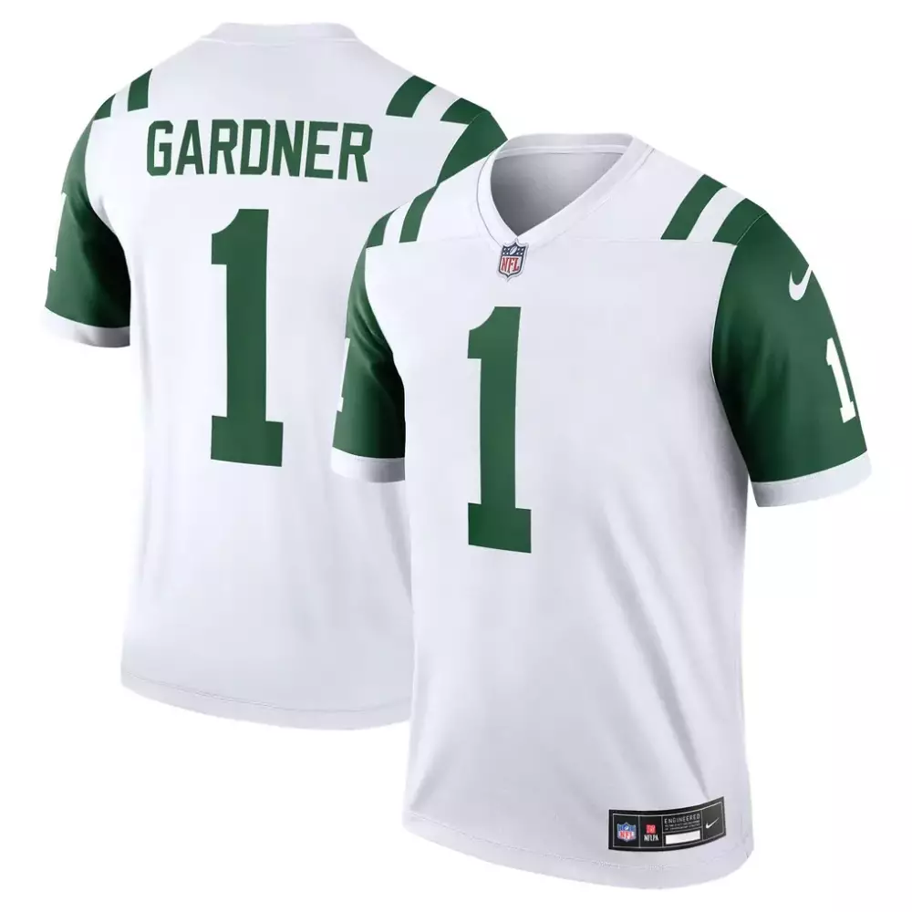 Sauce Gardner 1 New York Jets Jersey White Men Stitched Alternate Green