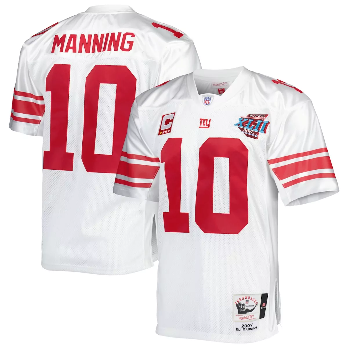 Eli Manning 10 New York Giants Jersey White Super Bowl Xlii 2007 Men Authentic Throwback