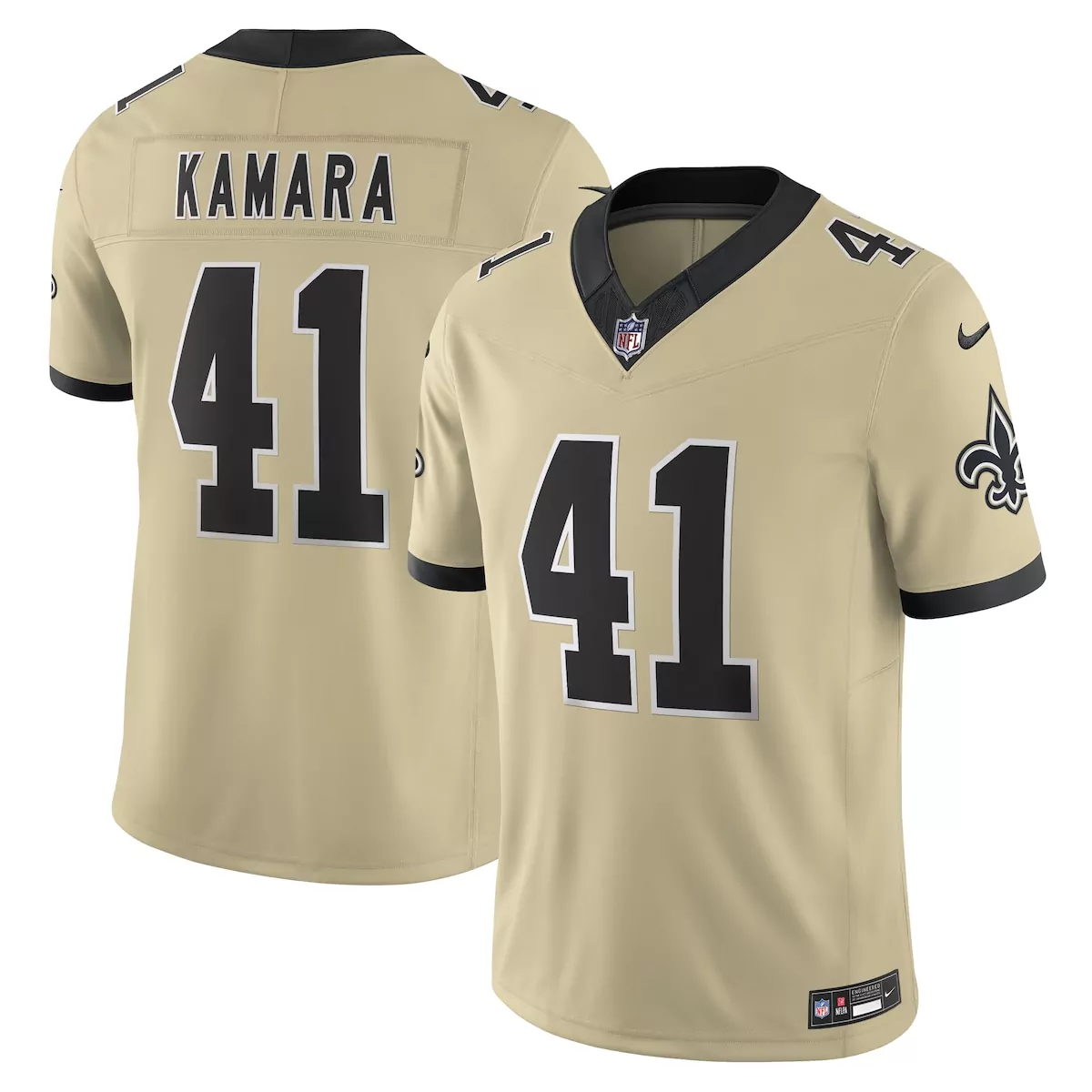 Alvin Kamara 41 Jersey Gold New Orleans Saints Men Authentic Alternate Black Gameday
