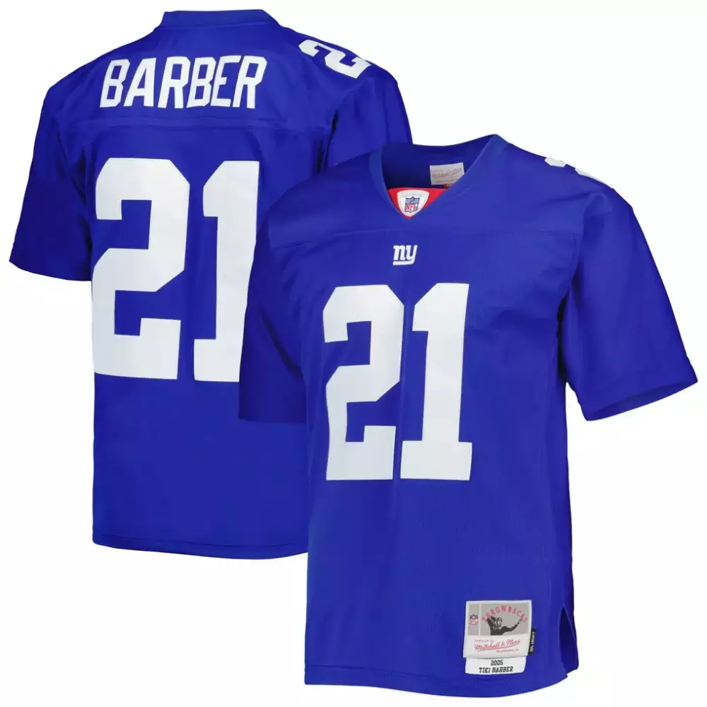 Tiki Barber 21 New York Giants Jersey Blue Throwback Men Stitched Design White Legacy