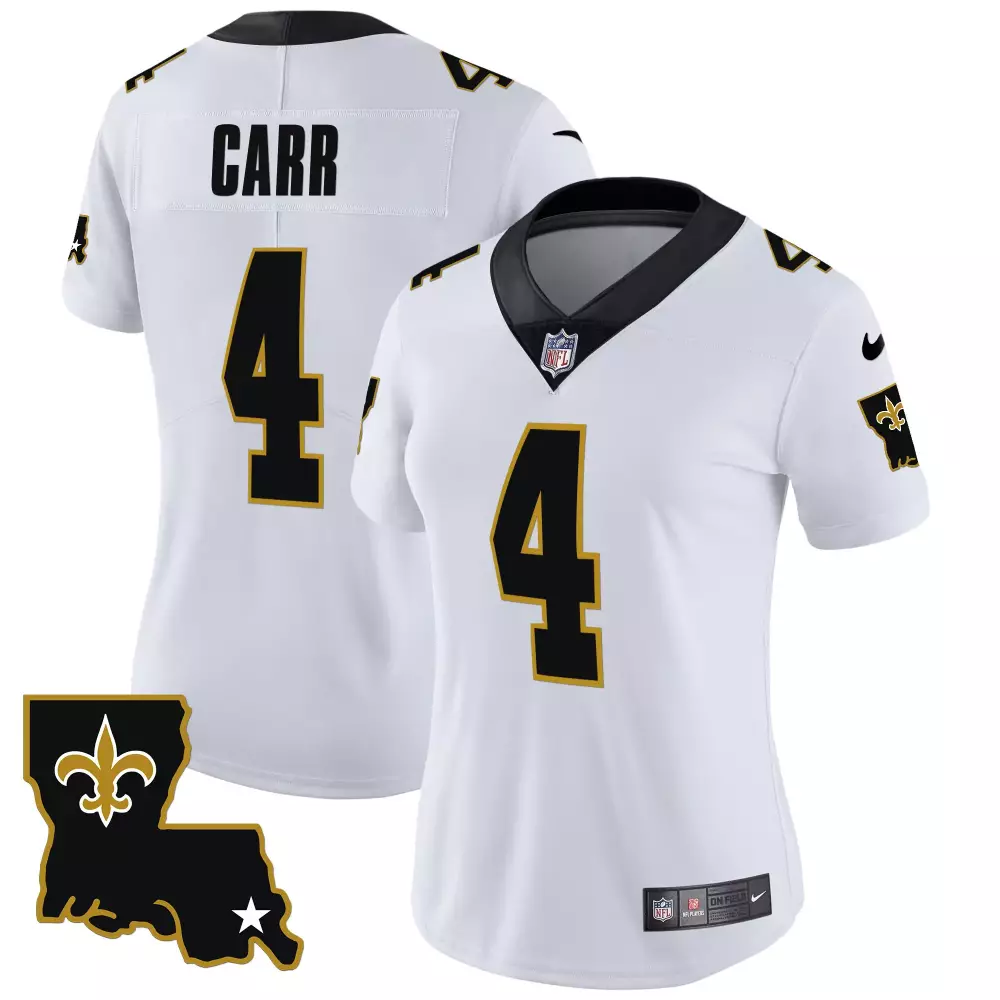 Derek Carr 4 New Orleans Saints Jersey White City Connect Women Authentic Alternate