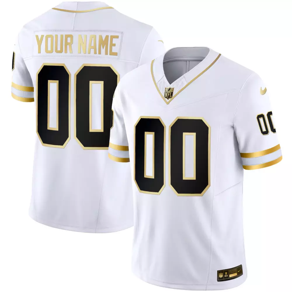 Custom Jersey White Men Authentic Gold Black All Stitched Unisex