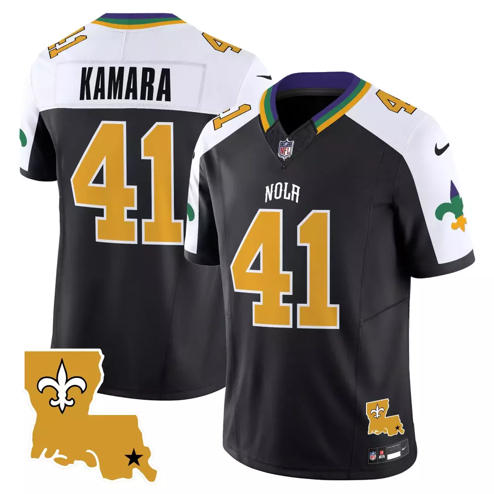 Alvin Kamara 41 Jersey Black Nola New Orleans Saints Men Authentic Alternate White