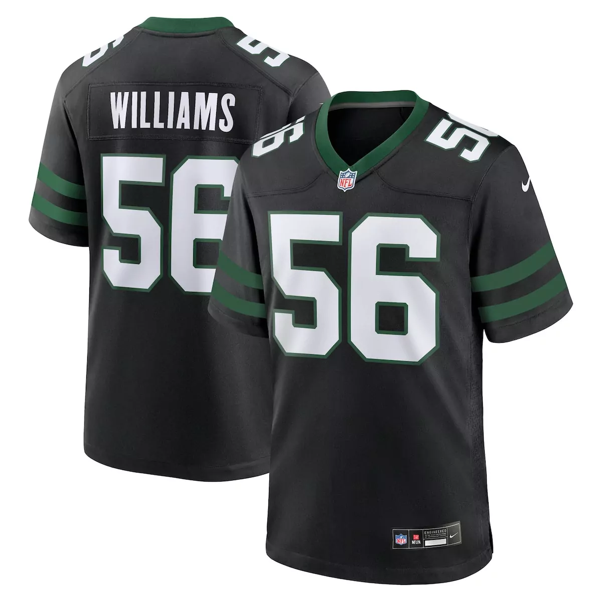 Quincy Williams 56 New York Jets Jersey Black Men Stitched Alternate Green Legacy