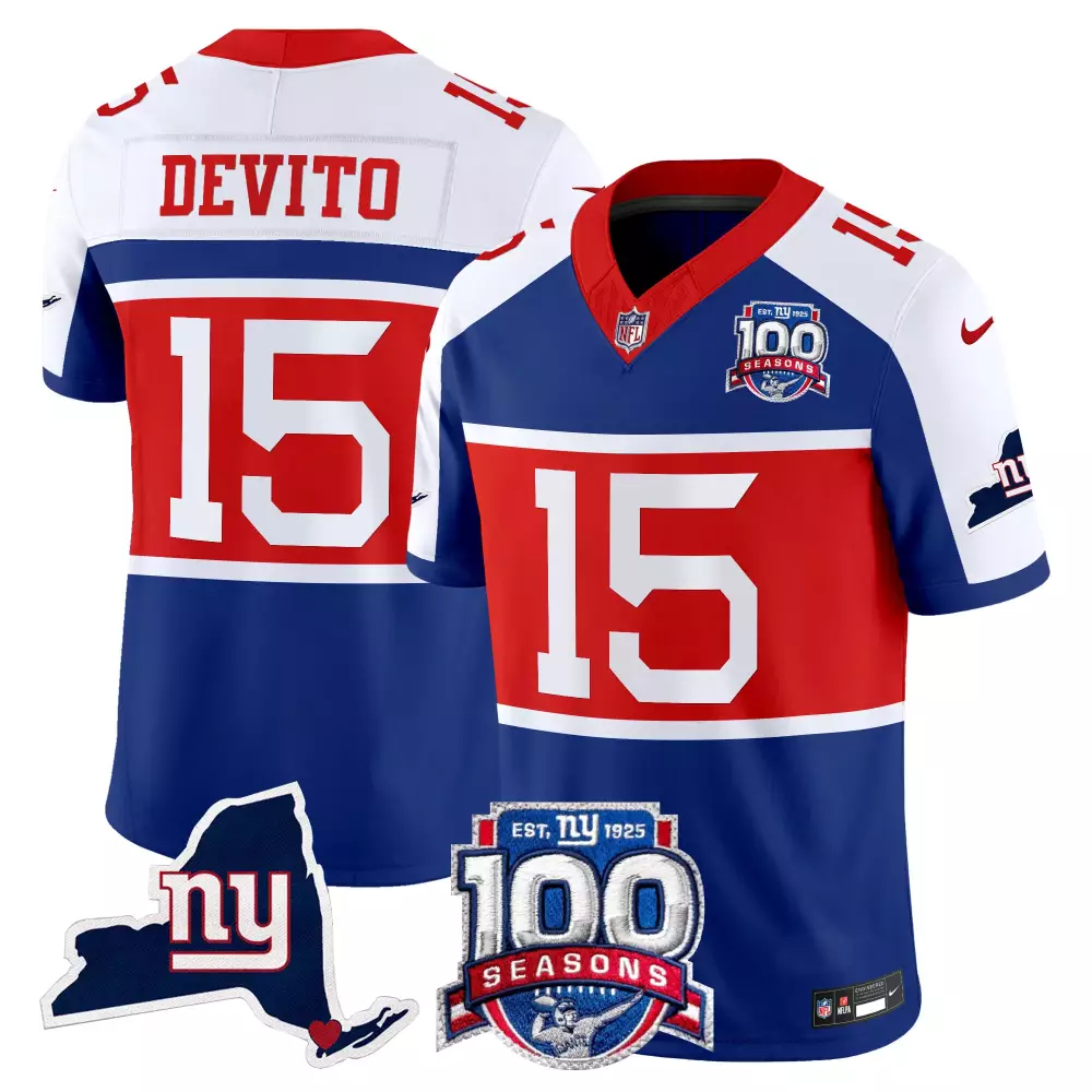 Tommy Devito 15 New York Giants Jersey Blue 100th Season 100 Seasons Men Unknown