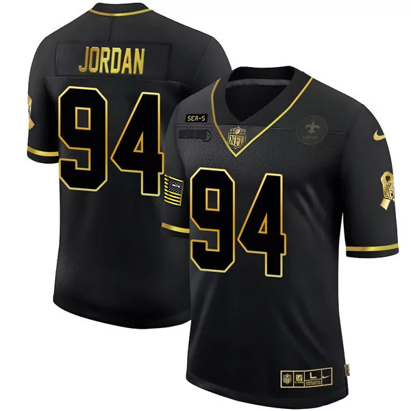 Jordan 94 New Orleans Saints Jersey Black Us Flag Men Stitched Alternate Gold