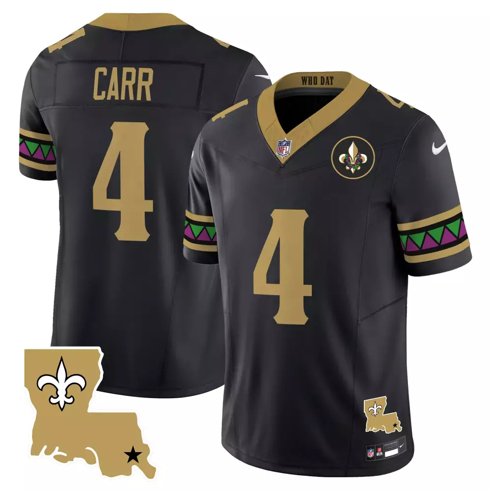 Derek Carr 4 New Orleans Saints Jersey Black City Connect Men Authentic Alternate