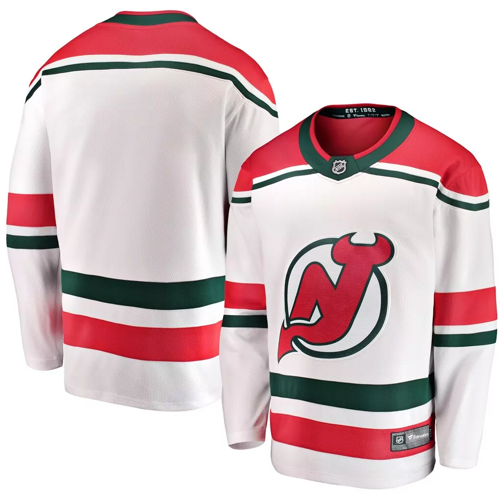 Custom New Jersey Devils White Men Replica Alternate Red Green Breakaway