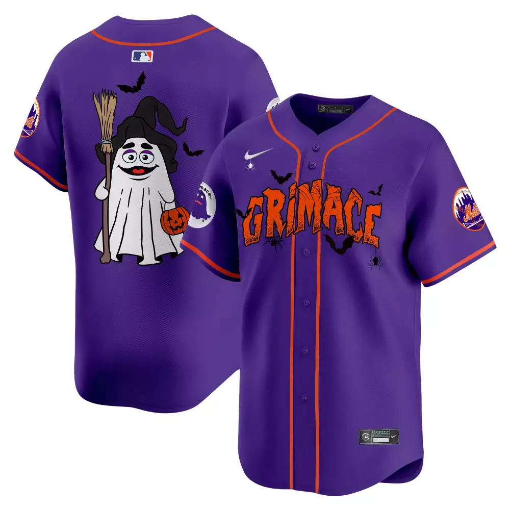 Custom New York Mets Jersey Purple Halloween Men Stitched Alternate Design Orange