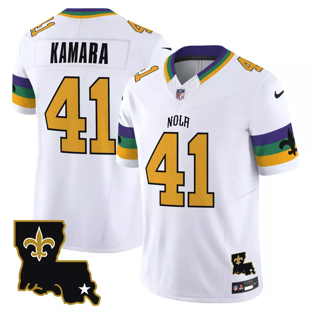 Alvin Kamara 41 Jersey White Nola New Orleans Saints Men Authentic Alternate Gold