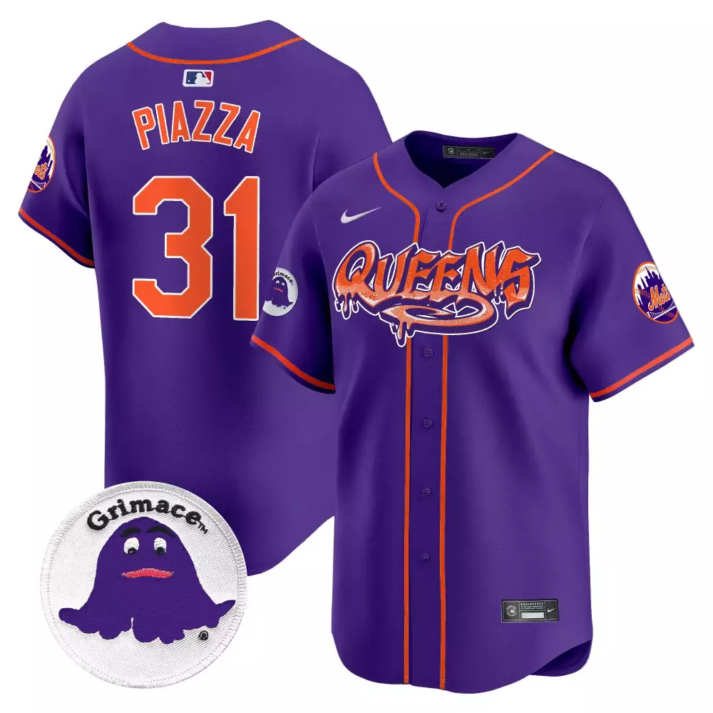 Mike Piazza 31 New York Mets Jersey Purple Grimace Men Authentic Alternate Custom Design