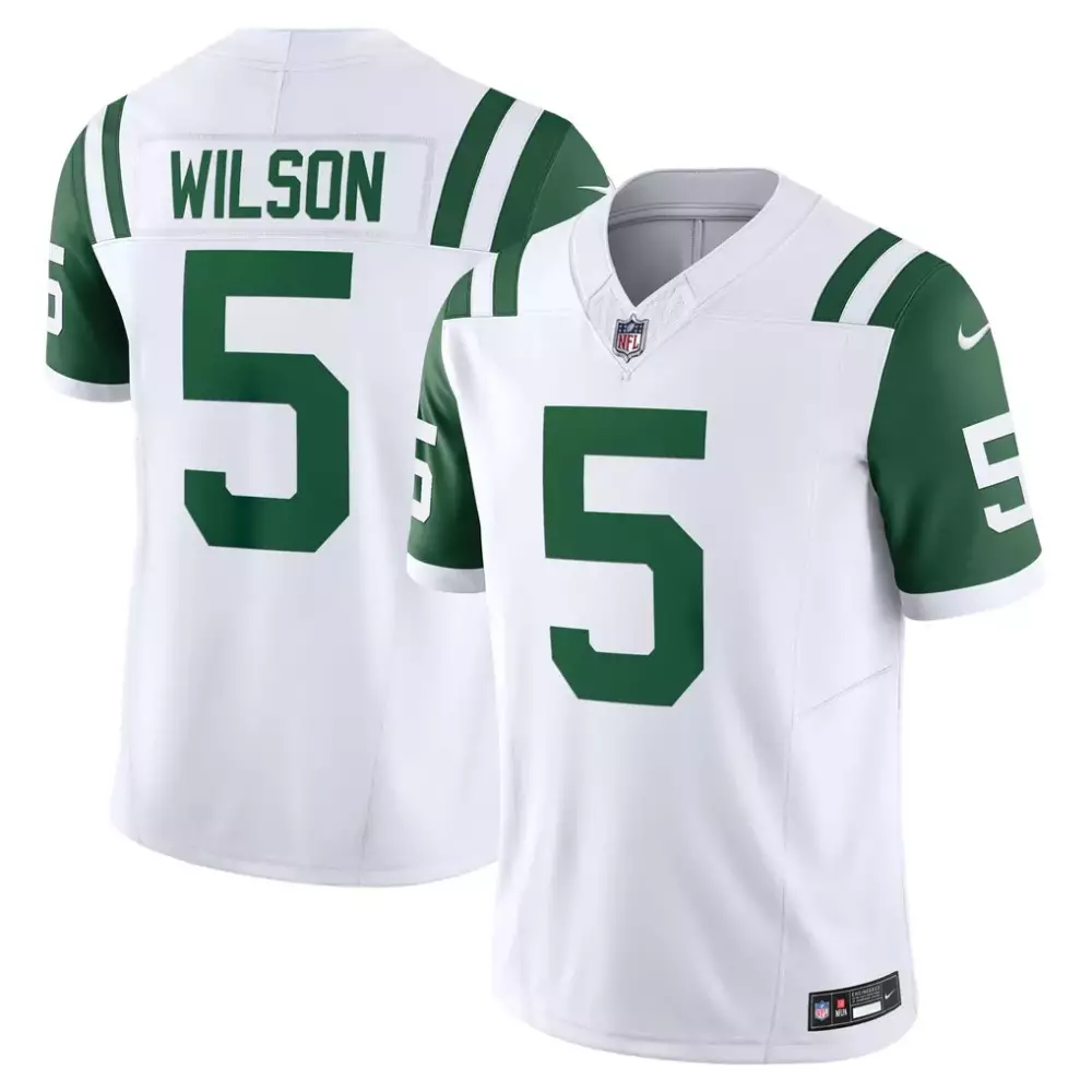 Garrett Wilson 5 New York Jets Jersey White Men Authentic Alternate Green Classic