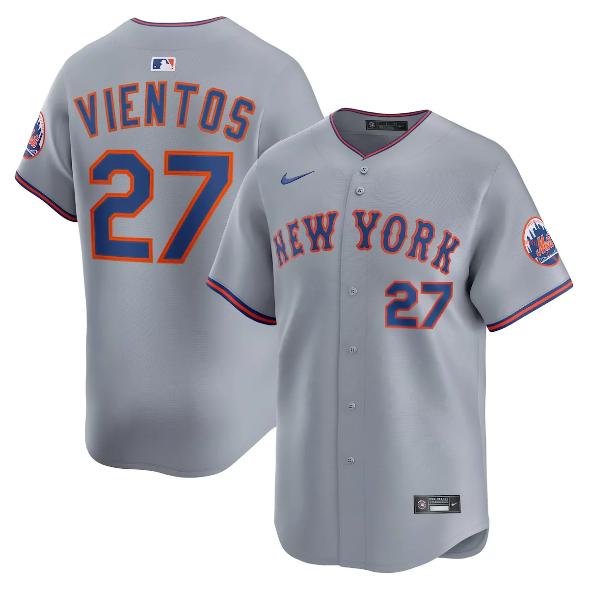 Mark Vientos 27 New York Mets Jersey Gray City Connect Men Authentic Alternate Custom Design