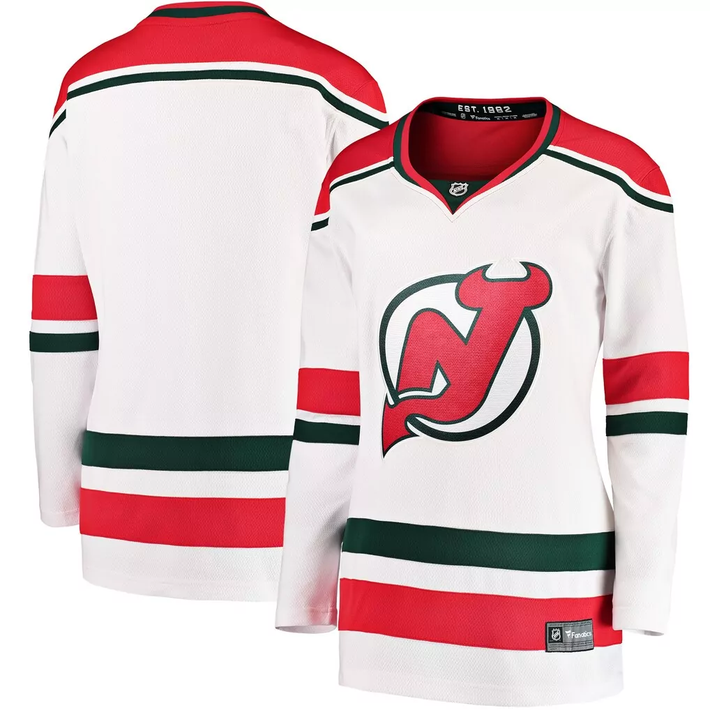 Custom New Jersey Devils White Women Replica Alternate Red Green Breakaway