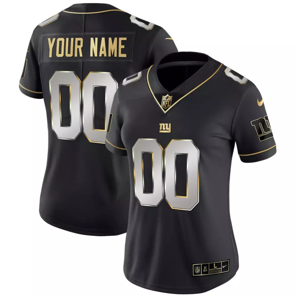 Custom New York Giants Jersey Black Women Stitched Alternate Gold Silver All Vapor