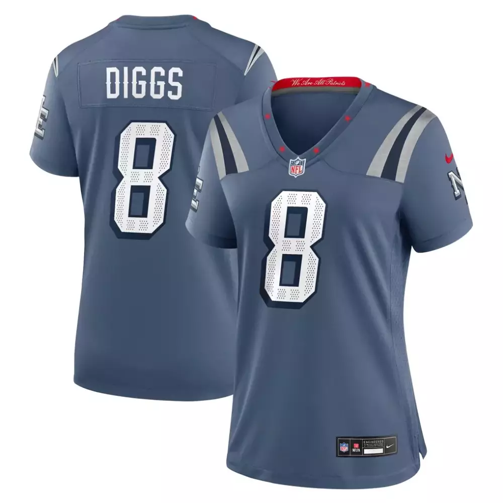 Stefon Diggs 8 Jersey Blue New England Patriots Women Stitched Alternate Gray Red