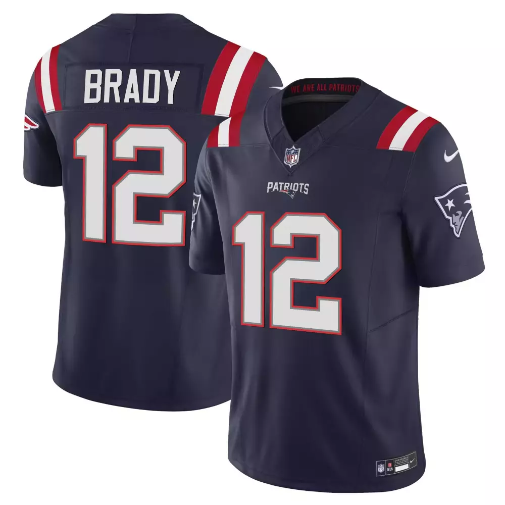 Tom Brady 12 New England Patriots Jersey Navy Blue Men Stitched White Red All Vapor
