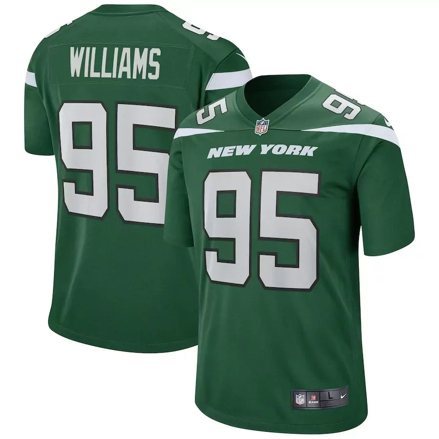 Isaiah Williams 95 New York Jets Jersey Green Men Stitched White Game Vapor Limited