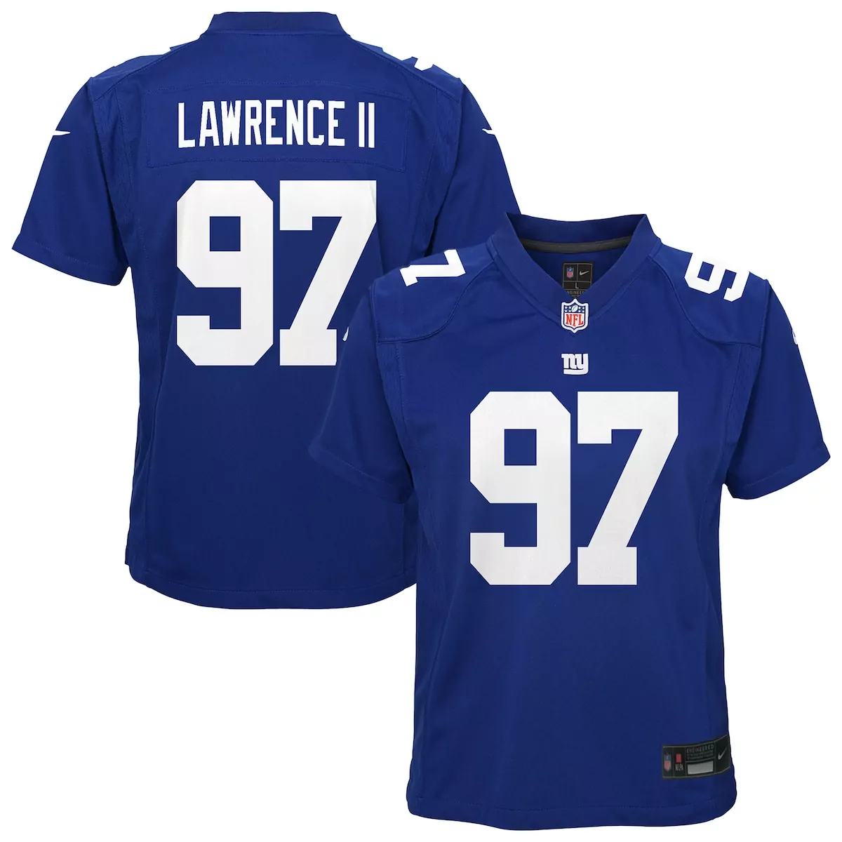 Dexter Lawrence 97 Jersey Blue New York Giants Youth Replica White Game