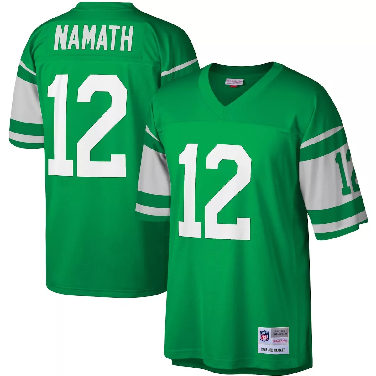 Joe Namath 12 New York Jets Jersey Green 1968 Men Replica White Legacy