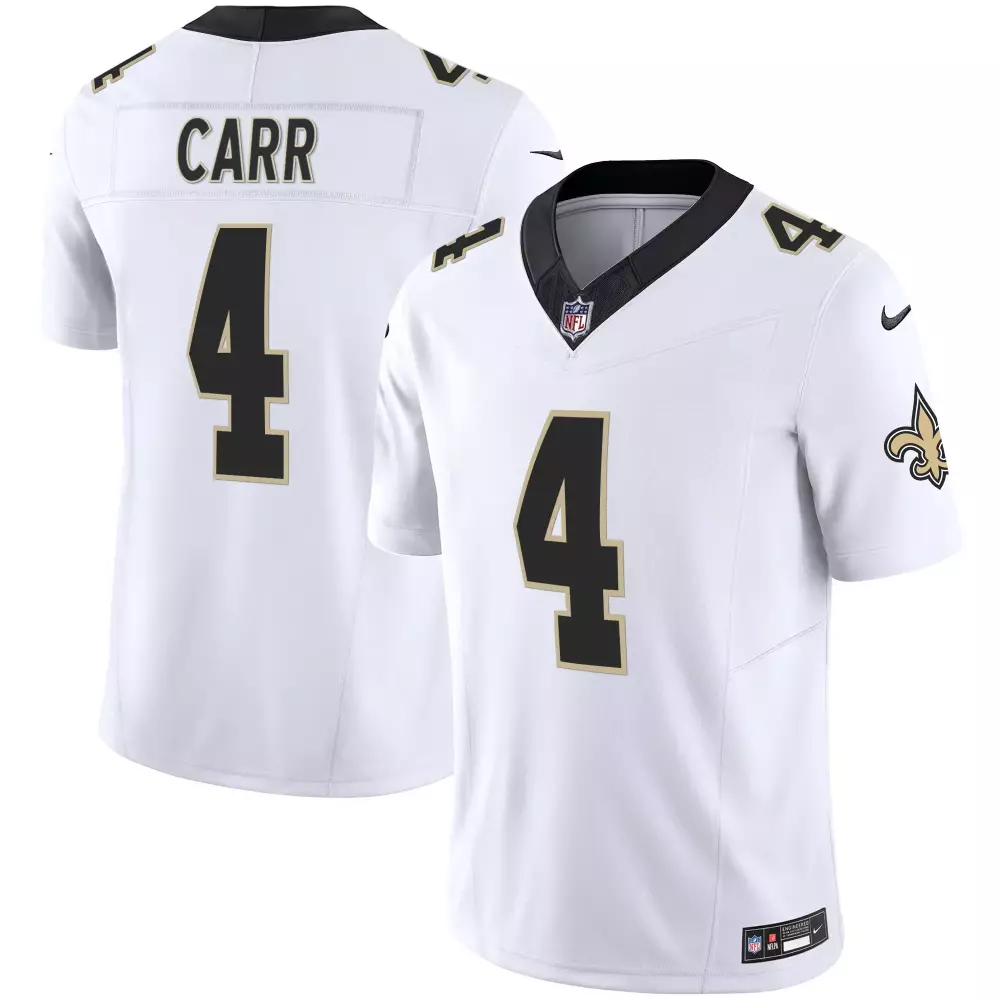 Derek Carr 4 New Orleans Saints Jersey White Men Authentic Alternate Black Gold All