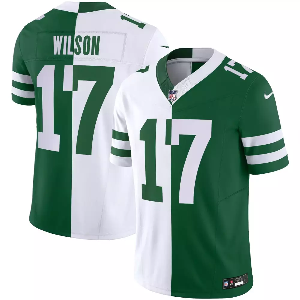 Garrett Wilson 17 New York Jets Jersey Green Men Authentic Split Design White Legacy