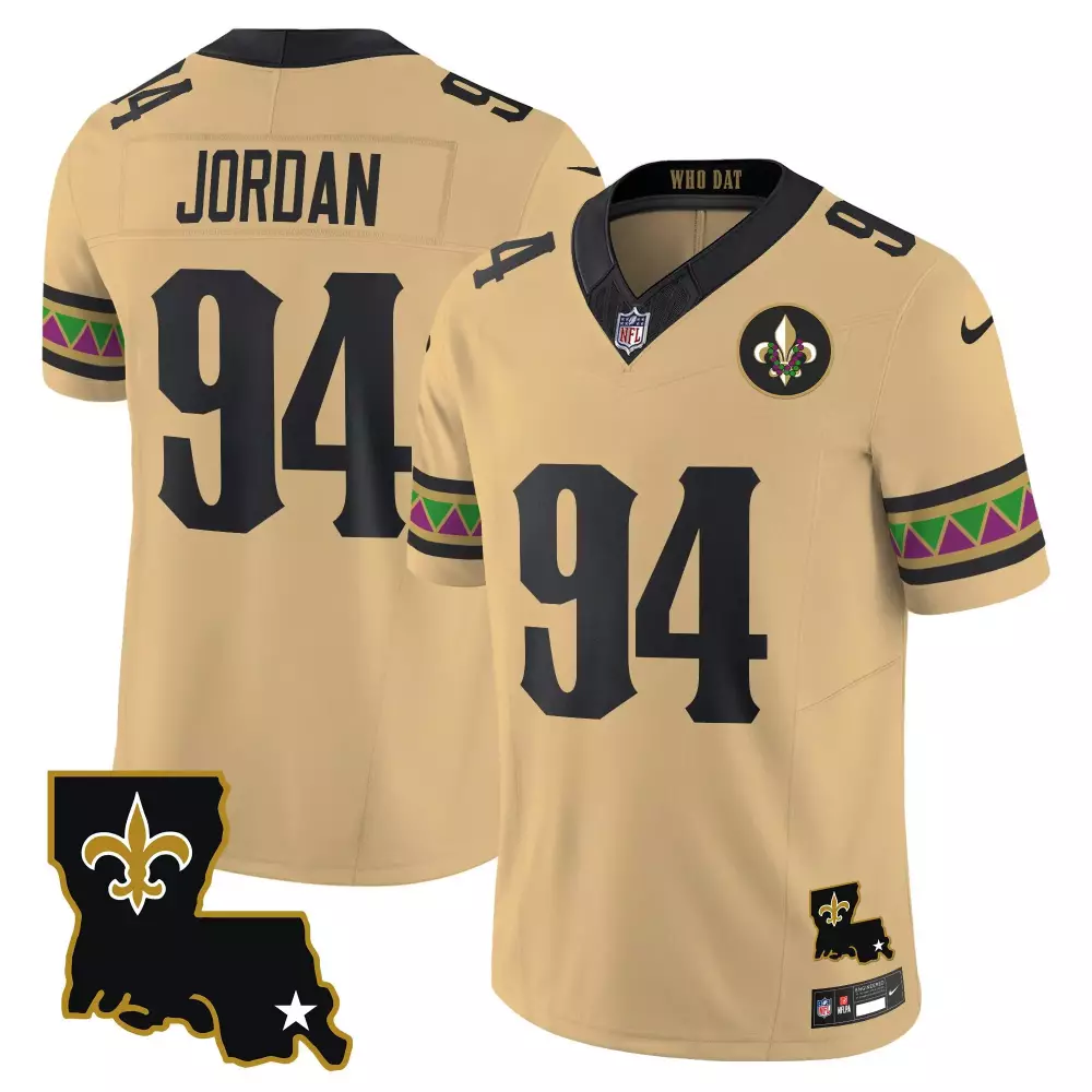 Jordan 94 New Orleans Saints Jersey Tan Gothic Men Stitched Alternate Custom Design