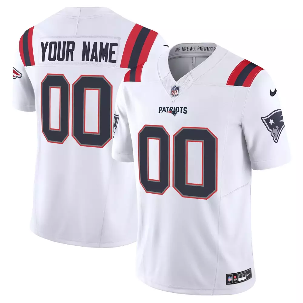 Custom New England Patriots Jersey White Men N/a Alternate Red Navy Blue Vapor Limited