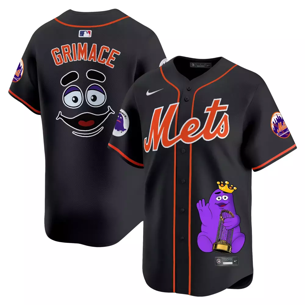 Pinstripe Grimace New York Mets Jersey Black Men Authentic Orange White Unisex Vapor