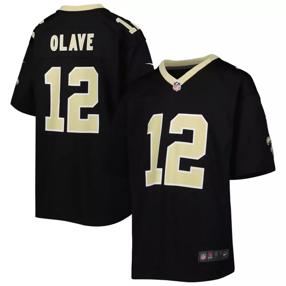 Chris Olave 12 New Orleans Saints Jersey Black Men Authentic Gold Game