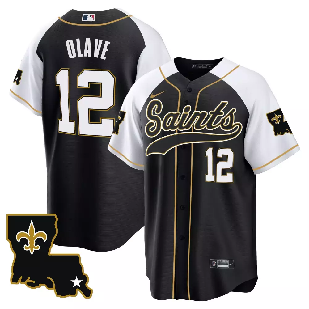Chris Olave 12 New Orleans Saints Jersey Black Men Authentic Alternate White Gold