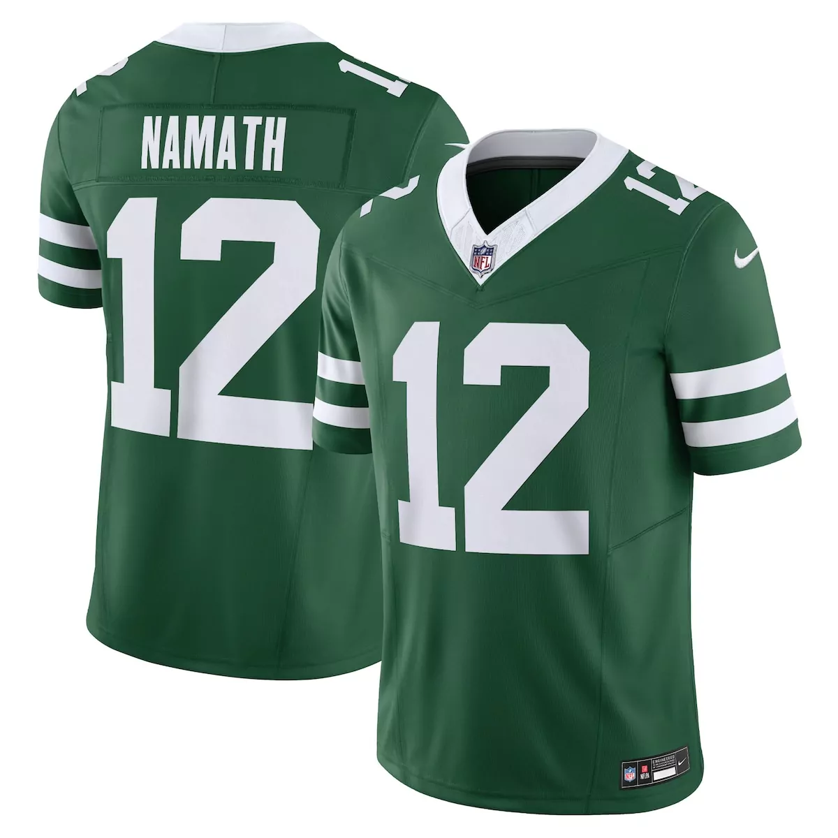 Joe Namath 12 New York Jets Jersey Green Men Authentic White Legacy Vapor Limited