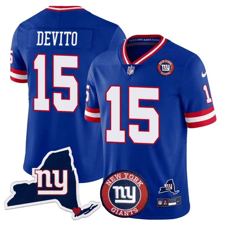 Tommy Devito 15 New York Giants Jersey Blue Men Stitched Red White Limited All