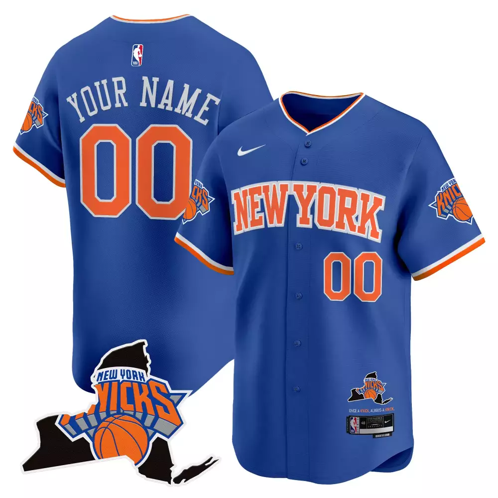 Custom New York Knicks Jersey Blue Men Authentic Orange White Vapor All Stitched