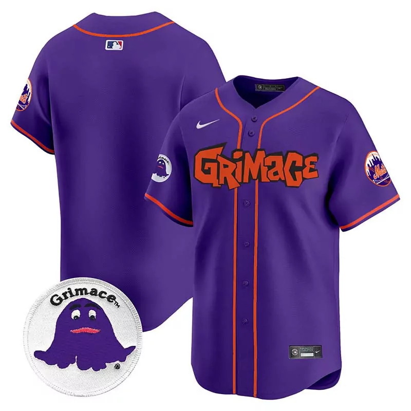 Pinstripe Grimace New York Mets Jersey Purple Men Authentic Alternate Orange Vapor