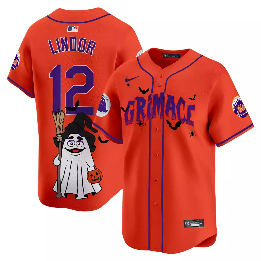 Francisco Lindor 12 New York Mets Jersey Orange Grimace Men Authentic Alternate Custom Design