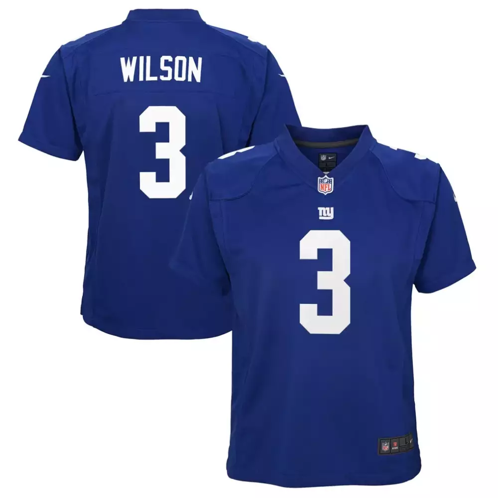 Russell Wilson 3 New York Giants Jersey Blue Men Stitched White Game