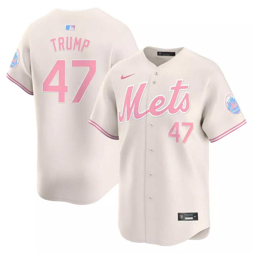 Donald Trump 47 New York Mets Jersey Cream Wbc Men Authentic Alternate Pink Unisex