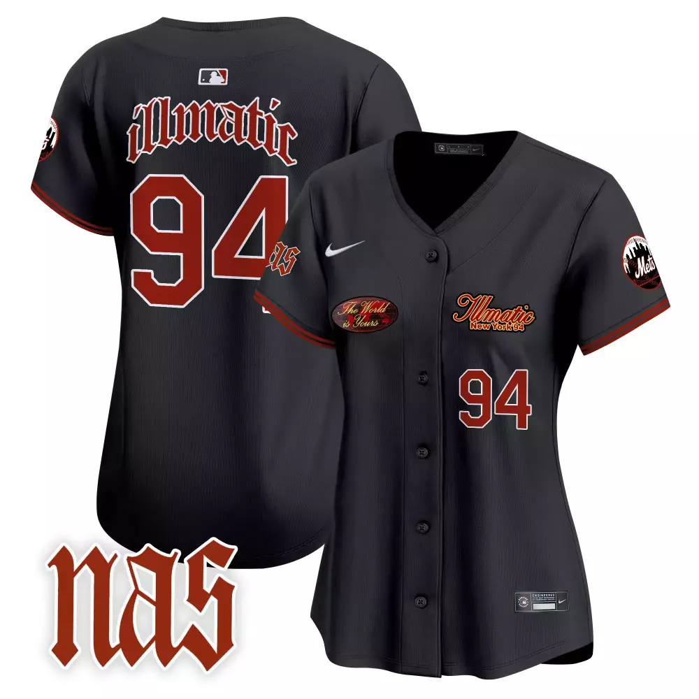 Illmatic Nas 94 New York Mets Jersey Black World Is Yours Women Stitched Custom Design