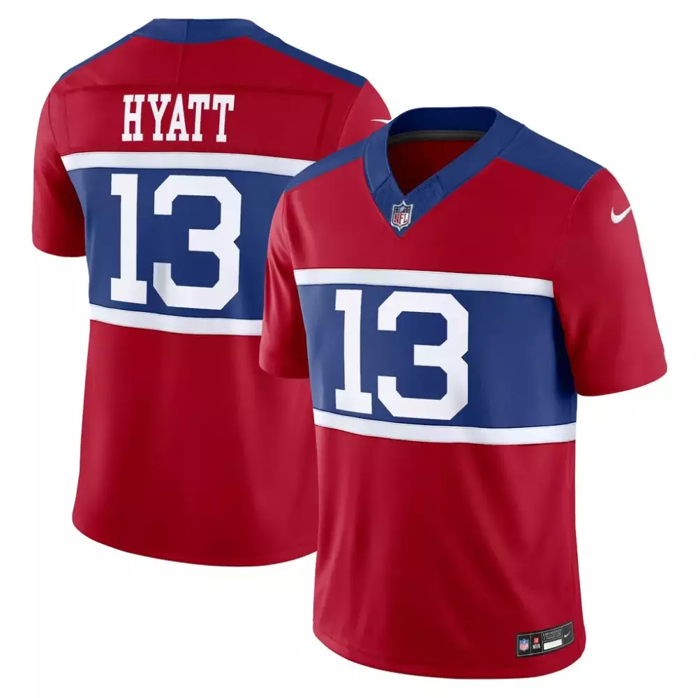 Jalin Hyatt 13 New York Giants Jersey Red Men Authentic Alternate Blue White Vapor