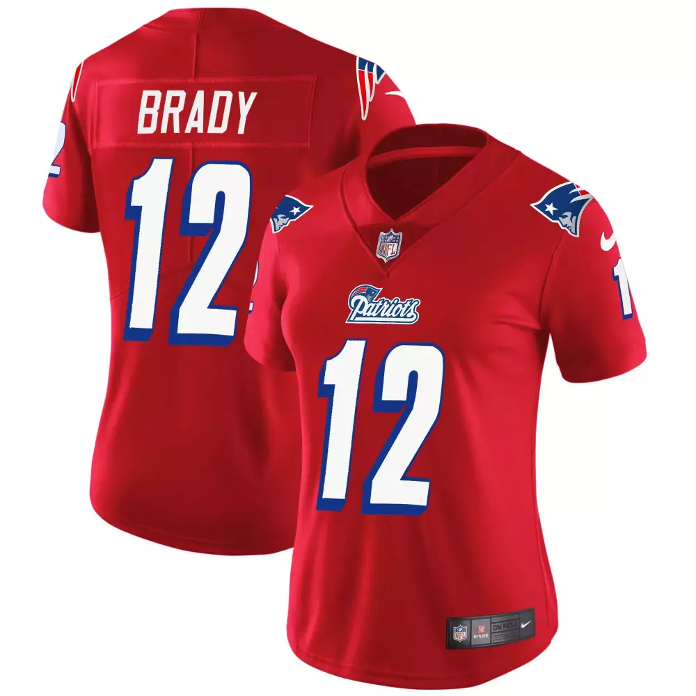 Tom Brady 12 New England Patriots Jersey Red Men Stitched Alternate Blue White Throwback