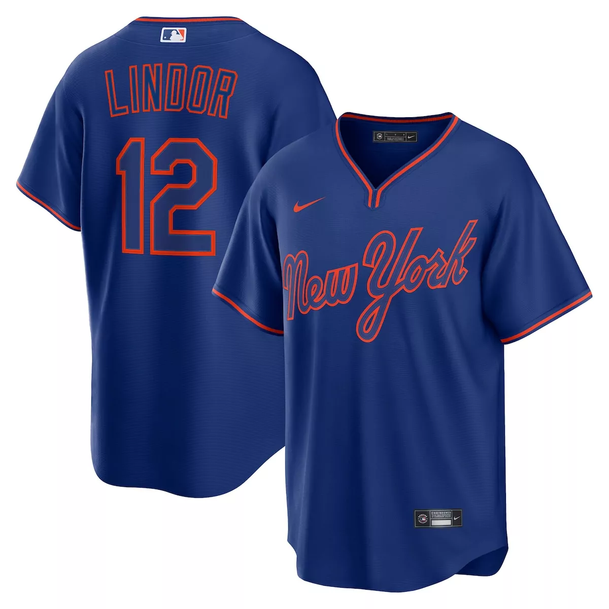Francisco Lindor 12 New York Mets Jersey Blue Men Authentic Orange Alternate