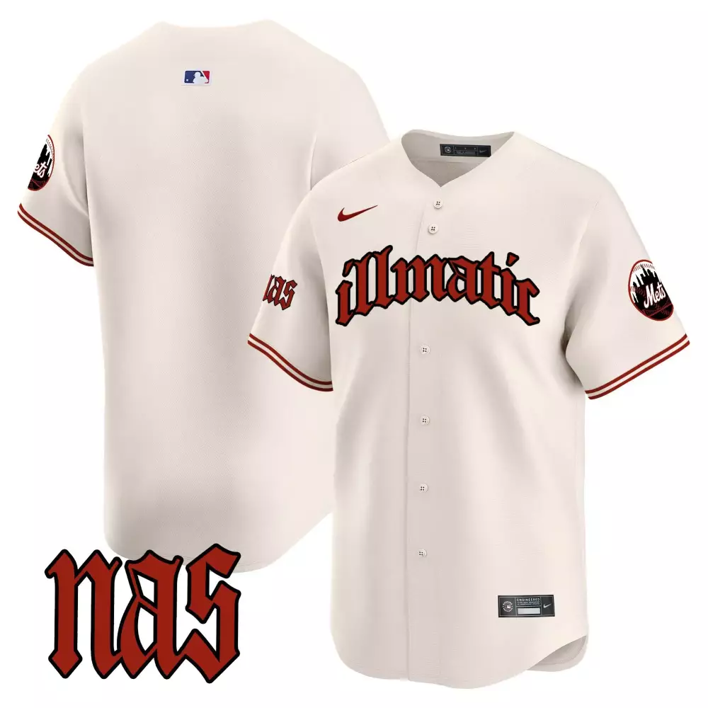 Nas Illmatic New York Mets Jersey White Men Authentic Alternate Red Navy Vapor Premier
