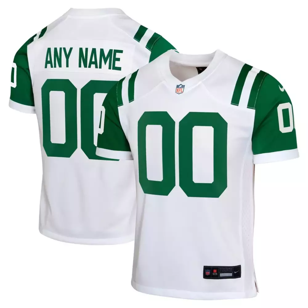 Custom New York Jets Jersey White Men Replica Green Classic Alternate