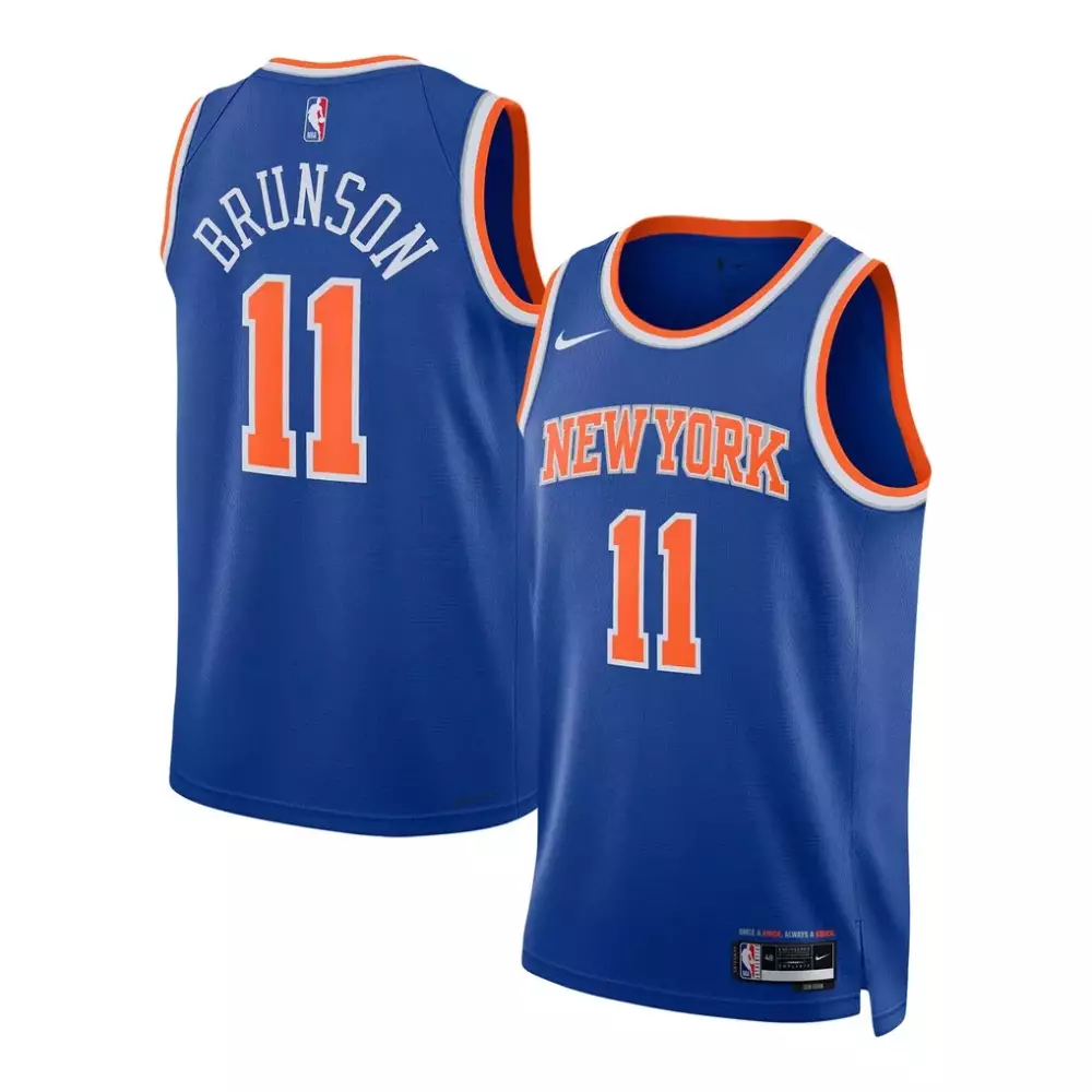 Jalen Brunson 11 New York Knicks Jersey Blue Men Replica Orange White Unisex Swingman